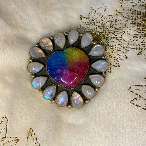 M&S sterling silver ring with rainbow quartz and opal.